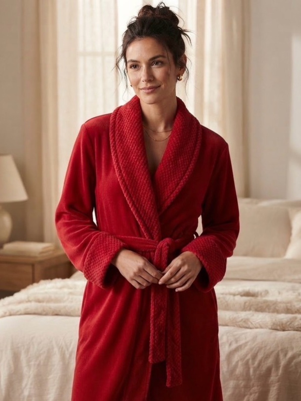 Red Luxurious Plush So Soft Belted Robe
